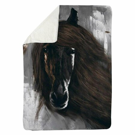 BEGIN HOME DECOR 60 x 80 in. Dark Brown Horse-Sherpa Fleece Blanket 5545-6080-AN123-1
